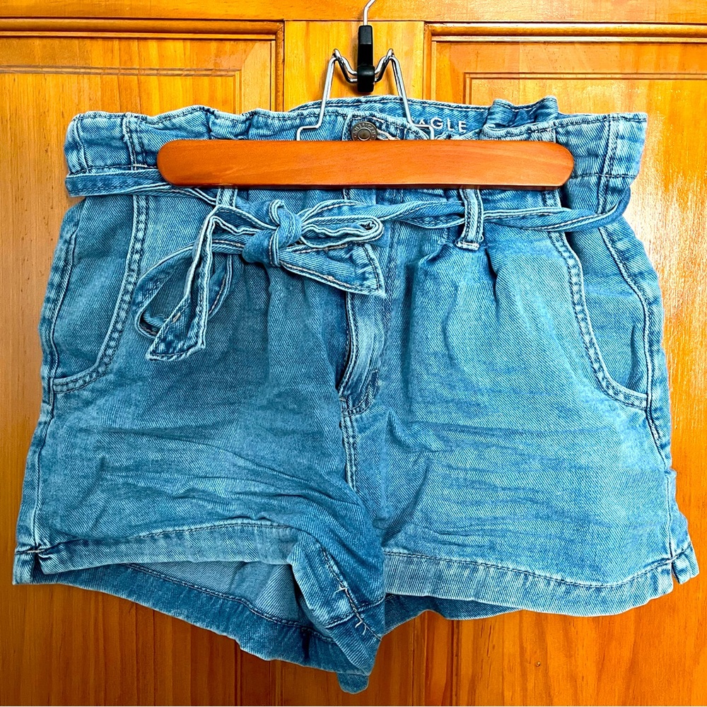 Paper bag Denim Mom short
